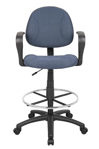 Boss Office Products Ergonomic Works Drafting Chair with Loop Arms in Blue, Mid-Back - Thumbnail 3