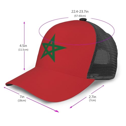 Flag of Morocco Mesh Baseball Cap - Classic Adjustable Peak Cap, Trucker Hat for Men & Women3