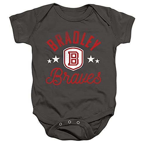 Bradley University Official Braves Unisex Infant Snap Suit for Baby,Charcoal, 6 Months