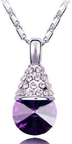Swarovski Elements Crystal Pendant Necklace Set with 26 small clear Gems and 1 large Amethyst Crystal on a 16 inch Chain. We have other colours Available. Only at Nambeads..