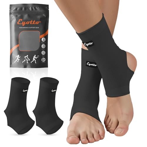 Image of eYotto Ankle Compression Sleeve, Ankle Brace Socks for Men & Women (1 Pair) | Non-slip, Lightweight,Breathable, Plantar Fasciitis, Sprain Relief, Breathable Foot , Ankle Compression Support for Swelling