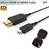 【Dispositivo compatible】 Muestre video Full HD en su televisor Ultra 4K, HDTV, monitor y proyector de GoPro Hero 4, Hero 3+, Go Pro Hero 2018, cámara A6500 A6000 A73 A7S, Nikon b500, Canon EOS M50 y otras cámaras, Tableta Android con puerto de salida micro HDMI. Nota: No es compatible con el puerto Micro USB o el puerto Mini HDMI.