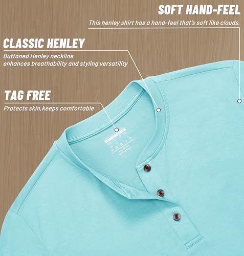 Image of MAGNIVIT Men's Long Sleeve Henley Shirts Cotton 3-Button Spring Casual T-Shirts Solid Color Soft Basic Tops 2026