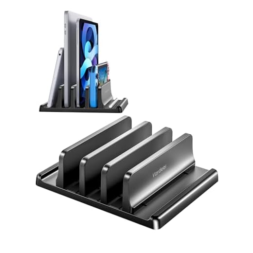Vaydeer 3-Slot Vertical Laptop Stand Made of Premium ABS Plastics 5 in 1 Design Space-Saving Adjustable Desk Organizer for All MacBook/Chromebook/Surface