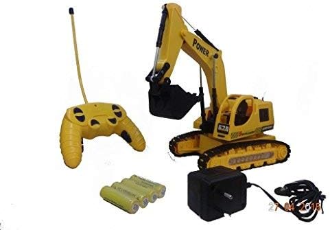 RVold Plastic Heavy Duty Rechargeable JCB Truck with Wireless Remote Control, Large (Yellow)