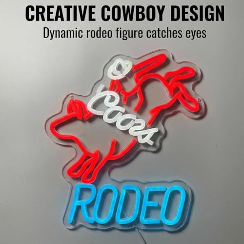 Image of Crs RODEO LED Neon Lights for Wall Decor Signs, Western Decor Cowboy Dimmable Western Rodeo Neon Light Signs for Wall Decor Cowboy Neon Sign for Man Cave Home Bar Beer