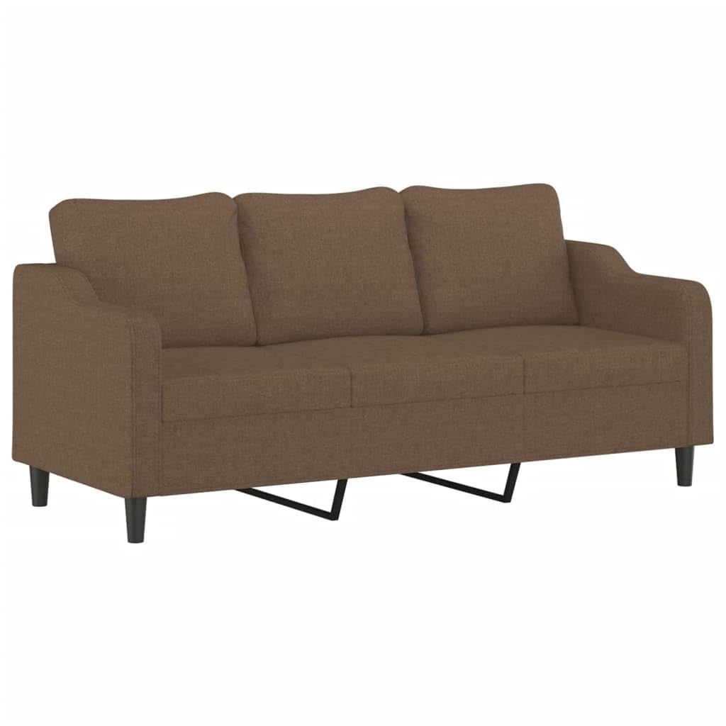 3-osobowa sofa z taboretem, brązowa, 180 cm, materiał tapicerowany, meble tapicerowane do salonu, salonu, pokoju gościnnego, z funkcją relaksu, miejscem do przechowywania, wysuwana, solidne