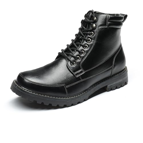 Bruno Marc Men's Motorcycle Combat Boots Warm Zipper Biker Riding Oxford Boot 8.5 Black