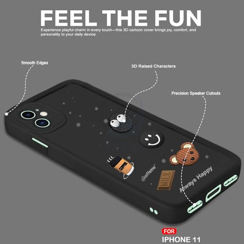 Image of AESTMO Back Case Cover for iPhone 11 Back Cover | Cute Fun Cartoon 3D Ball | Coffee Silicone Case | Full Body Protection | Camera Protection Back Cover for iPhone 11 (Black)