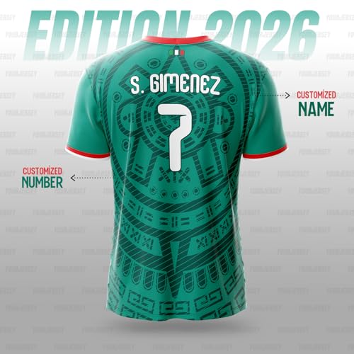 Image of YOURJERSEY Football World Cup 2026 Football Jersey All Team Jersey Custom Name & Number Print | Fan Personalised T-Shirt Sizes for Kids 2Y to Adults 4XL