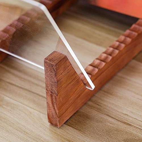 Vinyl Record Storage Holder Record Stand Album Storage Display Stand-Store and Holds Up to 50 Albums,DVDs,or CDs-Solid Pine Wood with Crystal Clear Acrylic-Modern Design-Brown - Image 3