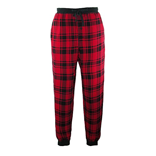 Hanes Mens hermal Waffle Knit Jogger Pants PC1027 -Red/Black 2XL