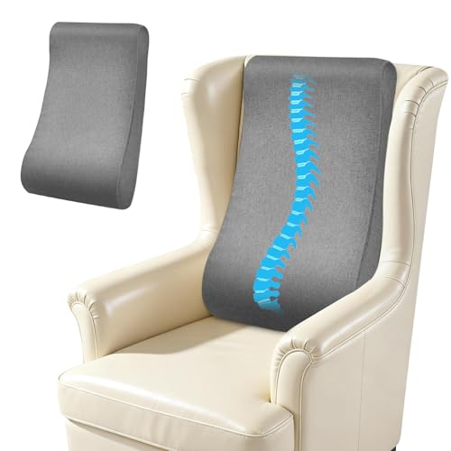 JZHLLA Recliner Neck and Lumbar Support Cushion for Recliner Couch & Glider Chair Ergonomic S-Shaped Backrest Pillow Breathable Cotton-Linen Foam Non-Slip Backing Removable Cover(Grey)