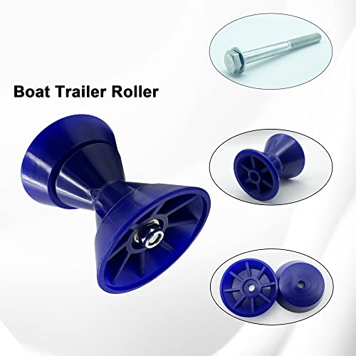 Colofulway 3" Boat Trailer Bow Bell Roller Assembly With 1/2" Shaft Fits 3 Inch Bracket, Poly(Blue) #TOP3