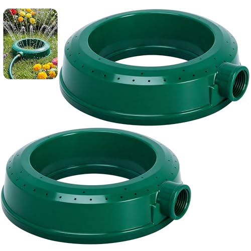 Adnee 2 Pcs Ring Water Sprinkler Plastic Lawn Ring Base Sprinkler Round Garden Sprinklers for Outdoor Lawn Yard Patio Irrigation