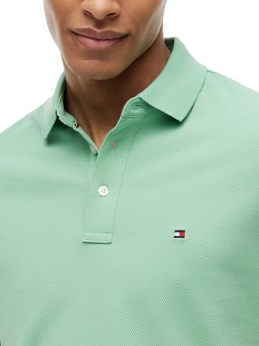 Image of Tommy Hilfiger Men's Short Sleeve Polo Shirts in Slim Fit with Stretch and Organic Pique Cotton