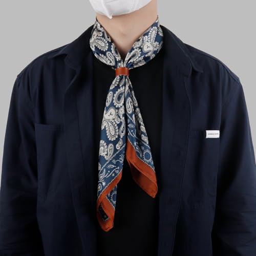 Image of 27.5 Inches Square Silk Feeling Neck Scarf for Men Necktie Silk Bandanas Pocket Square Cowboy Scarves