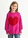 Haloumoning Girls Oversized Sweaters Kids Fashion Heart Batwing Sleeve Ribbed Knit Side Slit Pullover Tops Hot Pink