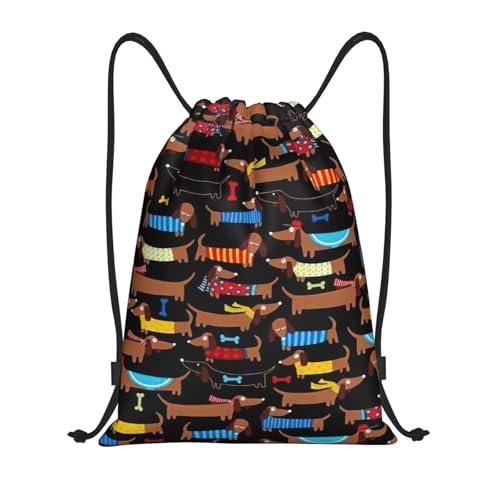 I Love My Dog Dachshunds Print Drawstring Bags,Gym Sport Sack Drawstring Bag Suitable for sport Swimming Travel.