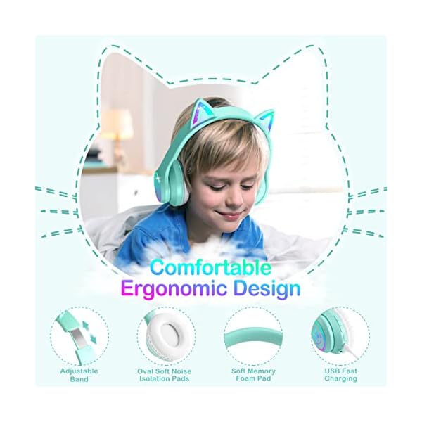 LOBKIN Kabellose Bluetooth-Kopfhörer für Kinder – Bild 3