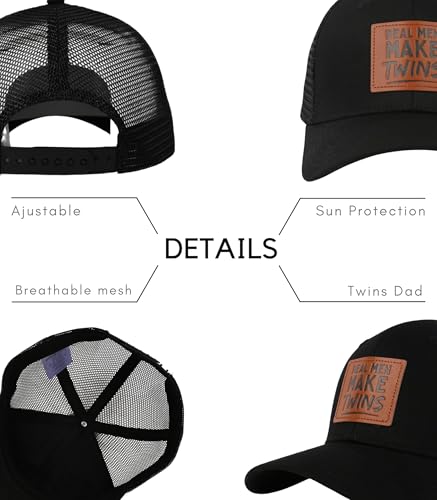 Image of Twins Dad Gifts, Twins Dad Hat, Baseball Cap for Fathers Day, Birthday and Christmas, Unique Valet Badge with Quote 'Real Men Makes Twins'