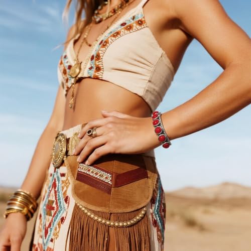 CSIYANJRY99 Western Bracelets for Women Country Concert Outfits Boho Cuff Bracelet Cowgirl Turquoise Jewelry Western Accessorie4