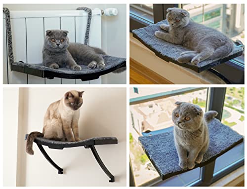 4in1 Hamac pour Chat- Fenêtre Marbre Radiateur Mur - Lit de Siège de Fenêtre Chat avec Ventouse à Bouton Facile à Installer Hamacs Chats Durable, Solide 6 Puissantes Ventouses Jusqu'à 15 kg ,46*33 cm Cover