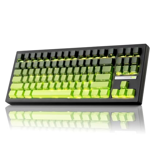 Image of ZORNHER ZH870 Wireless Mechanical Gaming Keyboard,80% Green Custom Creamy Sound Keyboard with Shine Through PBT Keycaps,Pre-lubed Linear Switches,Hot-Swappable,RGB Backlit,2.4GHz /USB-C /BT5.0