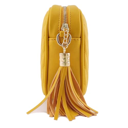 Image of Simple Shoulder Crossbody Bag With Metal Chain Strap And Tassel Top Zipper