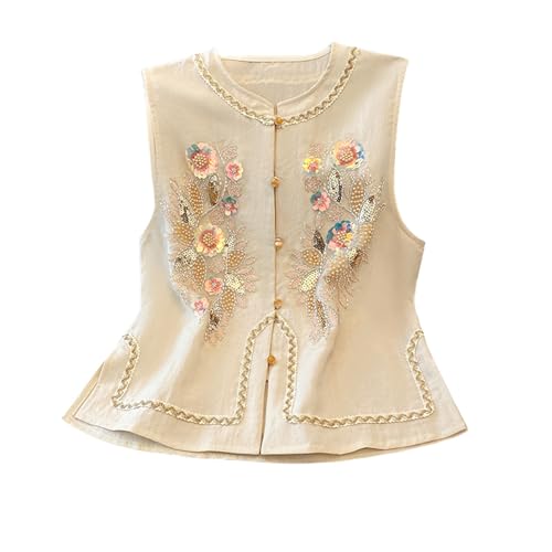 Chaleco sastrero de mujer con bordado chino para looks de oficina y eventos