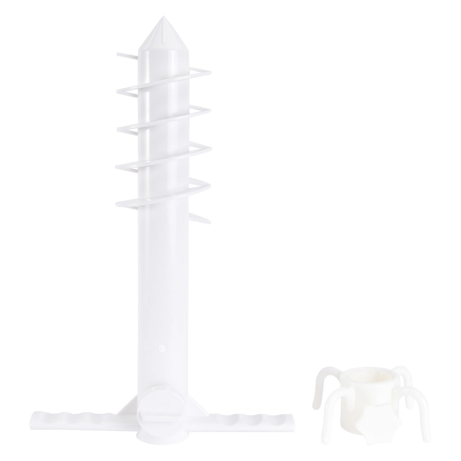 Juego de 2 anclajes portátiles para sombrilla de playa, ABS, color blanco, estacas de 4 puntas, 80 x 4,8 mm, para una fijación segura en suelo de arena y jardín, accesorio esencial para exteriores