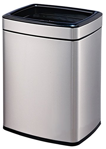 AMENITIES DEPOT Open Top Metal Trash Can, Rectangle Shape,12 L/3.2 Gal (Silver)