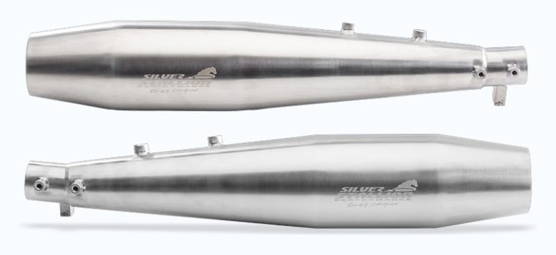 Image of Exhaust for Interceptor 650 & Continental GT 650 | +2 BHP Power Boost, Deep Bass Sound, Lightweight Twin Silencer, Easy Fit (Brushed)