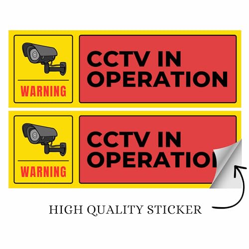 Image of CCTV Monitoring Sign Sticker Board | 20.5 x 7 CM | Pack of 2 | Peel & Stick with Corner Holes | Security Warning Sign for Home, Office, Shop & Warehouse (CCTV Monitoring, Small - 20.5 X 7 CM)