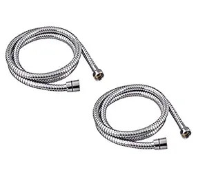 JAGGER Stainless Steel Double-Buckle Flexible Shower Hose Hand shower Hose Shower Tube, Health Faucet Tube for bathroom, Flexible Tube, Faucet pipe for toilet (1.5 Meter) (Pack of 2)