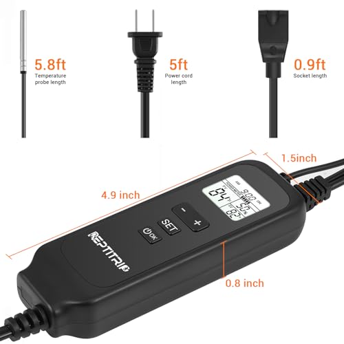 Reptitrip PT02 Reptile Dimming Thermostat With Temperature Probe, Thermostat For Reptile Heat Lamp Heat Pad thumb #4