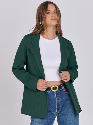 Image of ANRABESS Womens Sweater Blazer 2025 Fall Cardigan Chunky Knit Jacket Coats Deep Green X-Large