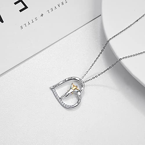 KINGWHYTE Father Daughter Necklace S925 Sterling Silver Love Heart Pendant Necklace Jewellery Birthday Gifts for Daughter Dad