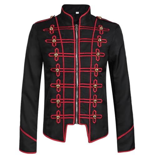 Veste de loisirs col montant coupe renaissance ajustée style industriel noir