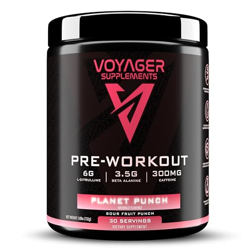 Voyager Pre-Workout Planet Punch – Creatine-Free Powder w/L-Citrulline, Beta-Alanine, Caffeine – Supports Energy, Endurance & Focus – 30 Servings – No Artificial Fillers – GMP Certified