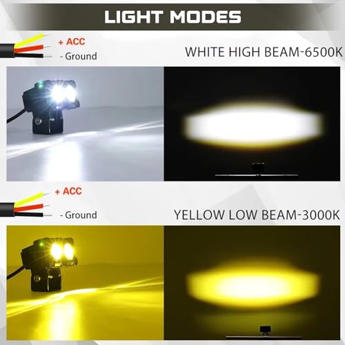 Image of OTO2EYE Super Bright LED Fog Light Lens Projector, Dual Colour White and Yellow, Triple Mode, For Motorbikes, Cars, Scooties, ATVs (White, Pack of 2)