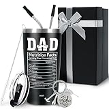 SANDJEST Dad Tumbler Gifts for Dad from Daughter, Son - Dad Nutrition Facts 20oz Stainless Steel Ins