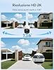 GNCC 4MP Kit 2 Telecamera Wi-Fi Esterno Senza Fili Con Solare Pannello, 2.4G/5GHz WiFi Videocamera Esterno con Visione Notturna a Colori, Audio Bidirezionale, Allarmi PIR, Funziona con Alexa, IP65