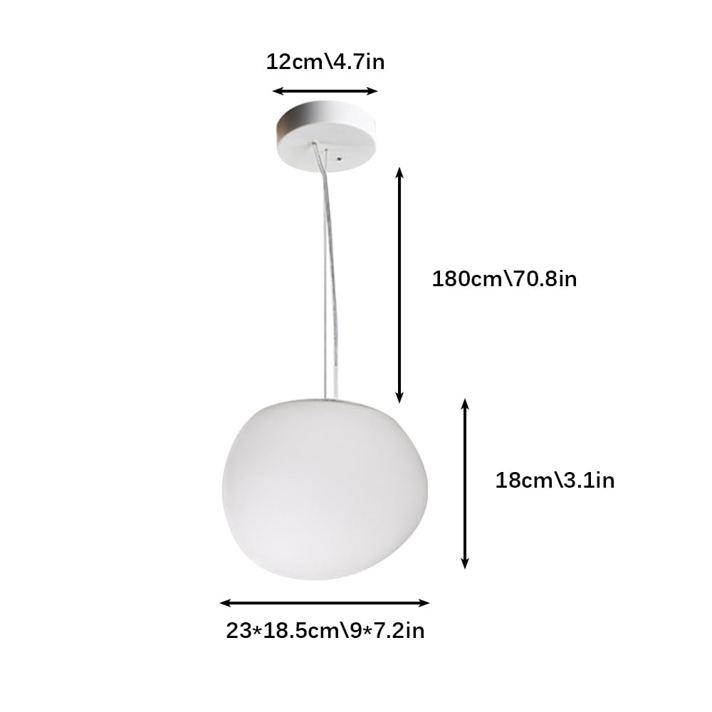 Lampa wisząca z białej szklanej kuli, żyrandol w kształcie ciepłego kamienia gęsi, oświetlenie dekoracyjne w restauracji wiszące światło, G9 / E27, nowoczesne minimalistyczne lampy wiszące do