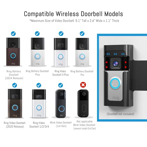 Anti Theft Ring Doorbell Mount - Renter Friendly Ring Doorbell Holder for Apartment Door - All Metal Ring Door Bracket B - Additional View