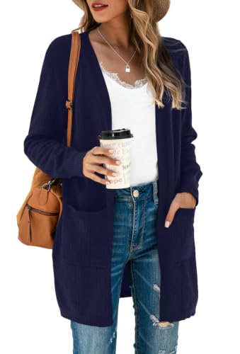 Image of TASAMO Cardigan Sweaters for Women Long Sleeve Open Front Casual Knit Fall Coat Oversized Soft Outwear with Pockets