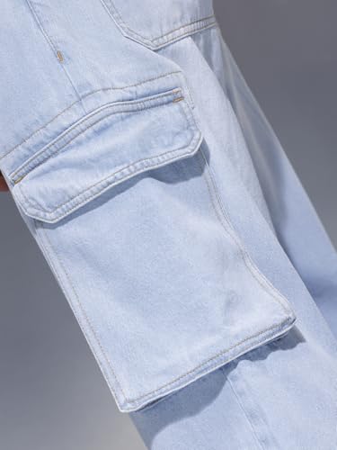 Image of WROGN Men's 100% Cotton Cargo Jeans | Solid | Loose Fit