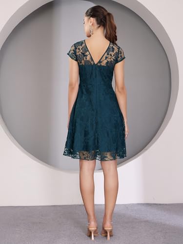 Image of Miss Chase Women's Round Neck Sleeveless Polyester Ruffled Knee- Length Dress
