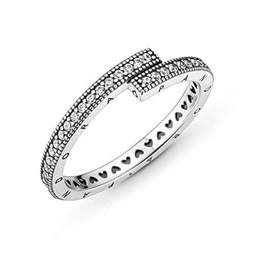 PANDORA Signature Anillo superpuesto centelleante de plata de ley...