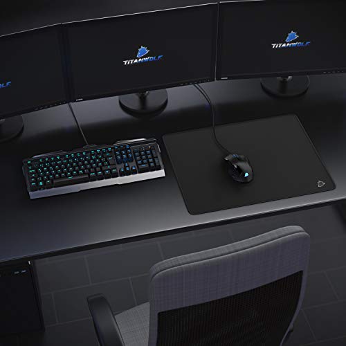TITANWOLF - XXL Speed Gaming Mauspad Titanwolf Schwarz 440 x 350mm - XXL Mousepad - Tischunterlage Large Size - verbessert Präzision und Geschwindigkeit